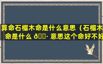 算命石榴木命是什么意思（石榴木命是什么 🌷 意思这个命好不好）